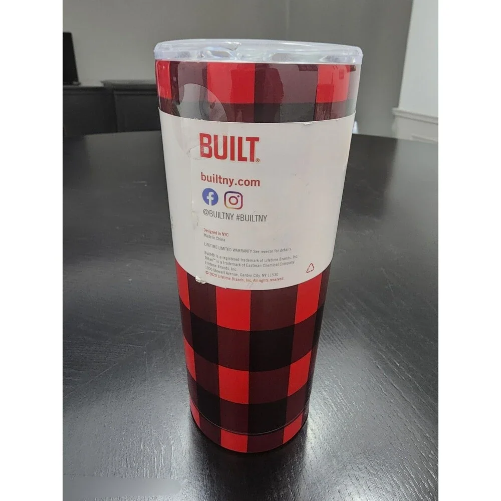 BUILT 20 oz Vacuum Insulated Double Wall Stainless Tumbler w/ Lid Plaid
